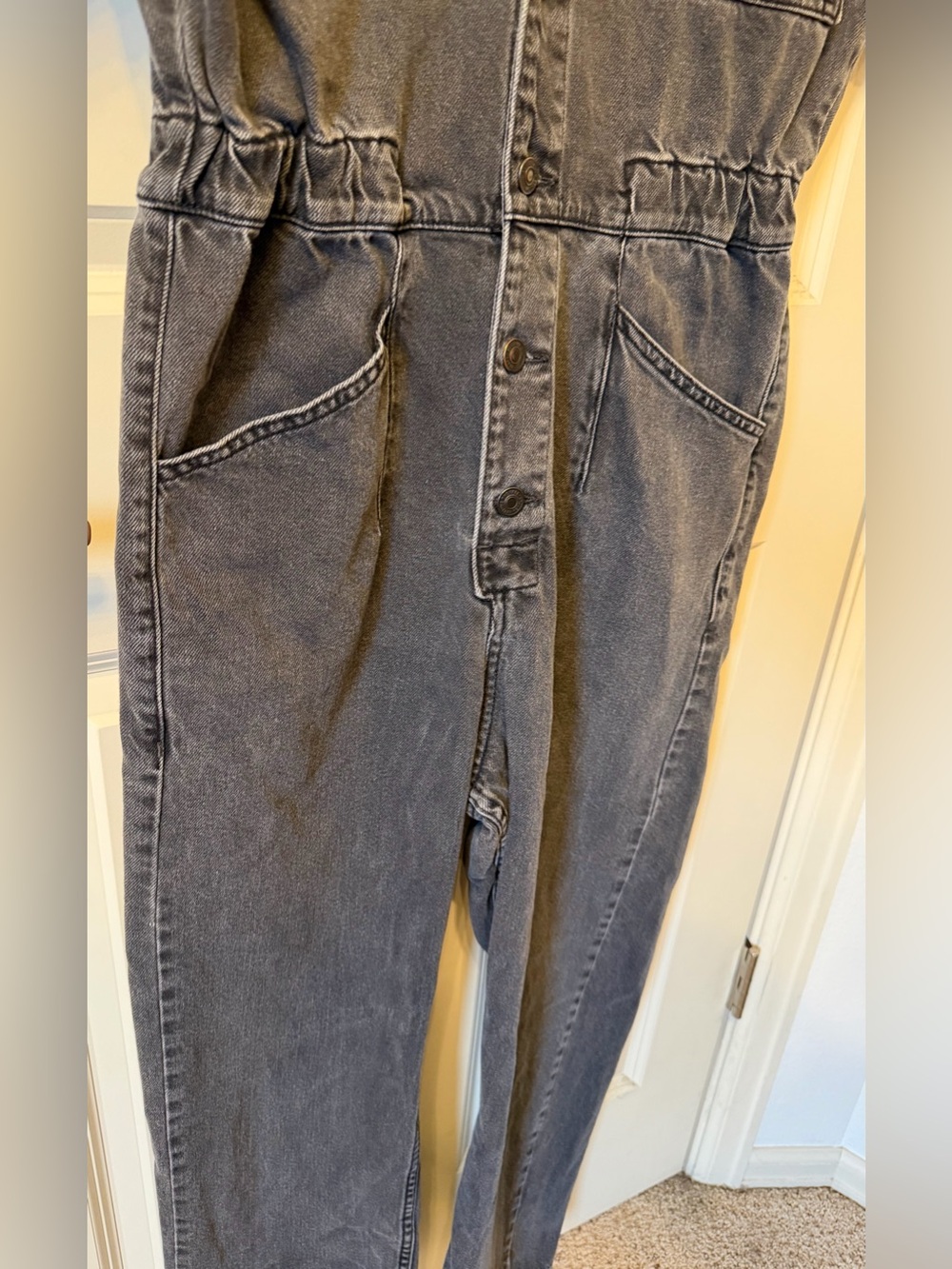 We The Free Marci Denim Coveralls, Washed Black/Gray, Size M - Picture 5 of 14